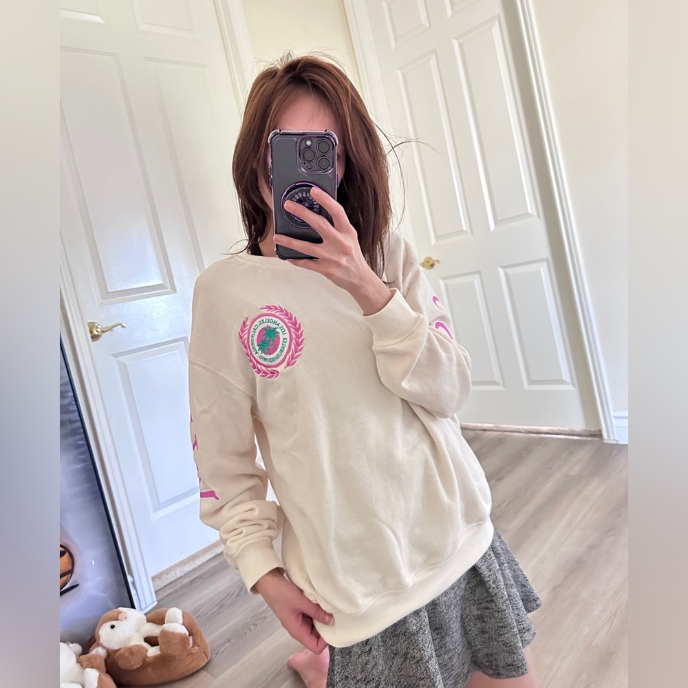 Rue21 Cream and Pink WELLNESS Crew Neck Sweaters Soft and Versatile